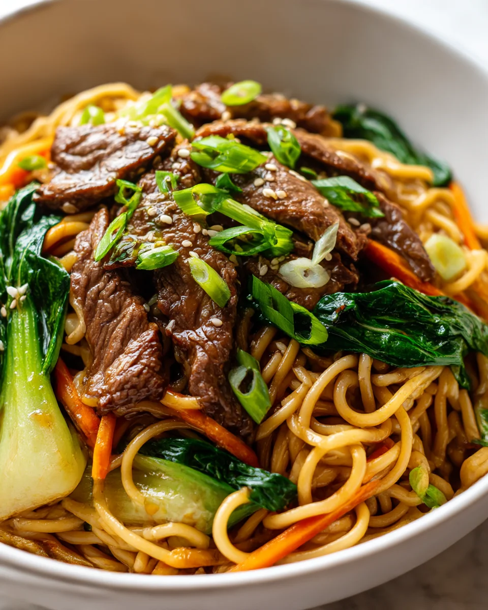 Garlic Sesame Steak Lo Mein Bowl: Quick & Delicious Dinner
