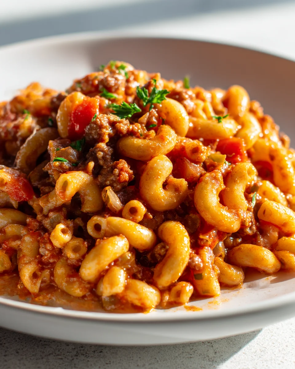 Classic American Beef Goulash With Elbow Macaroni