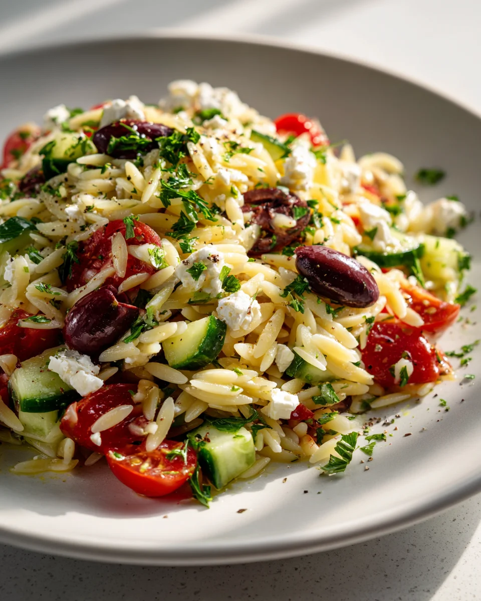 Refreshing Greek Orzo Pasta Salad with Bright Lemon Dressing