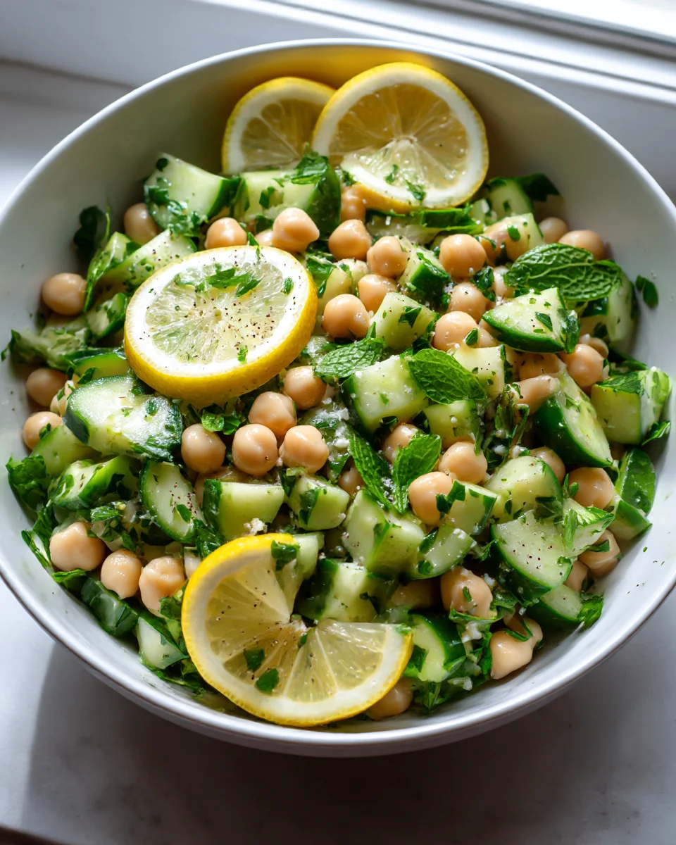 Refreshing Cucumber and Chickpea Lemon Herb Salad Recipe