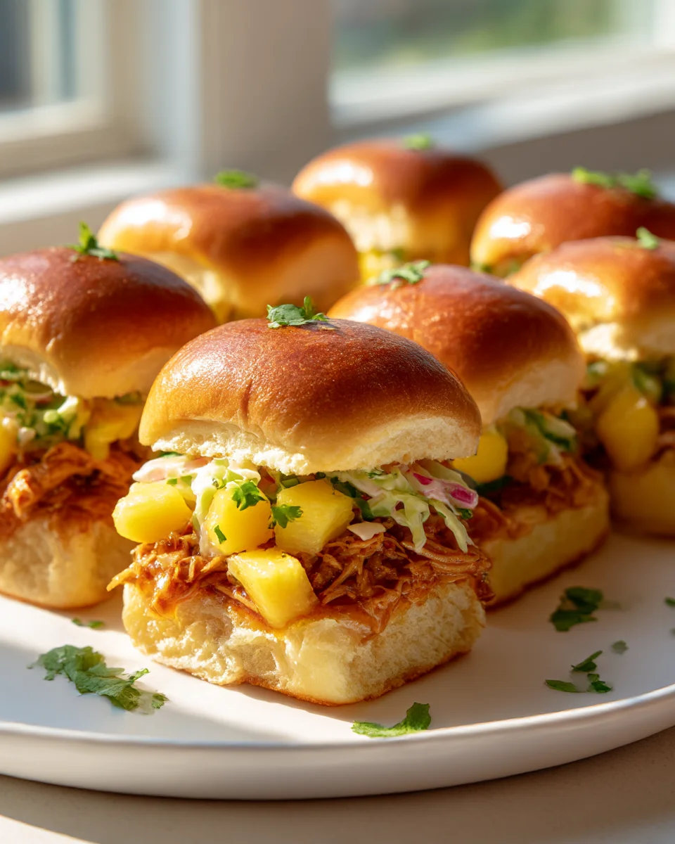 BBQ Chicken Hawaiian Sliders & Zesty Pineapple Slaw
