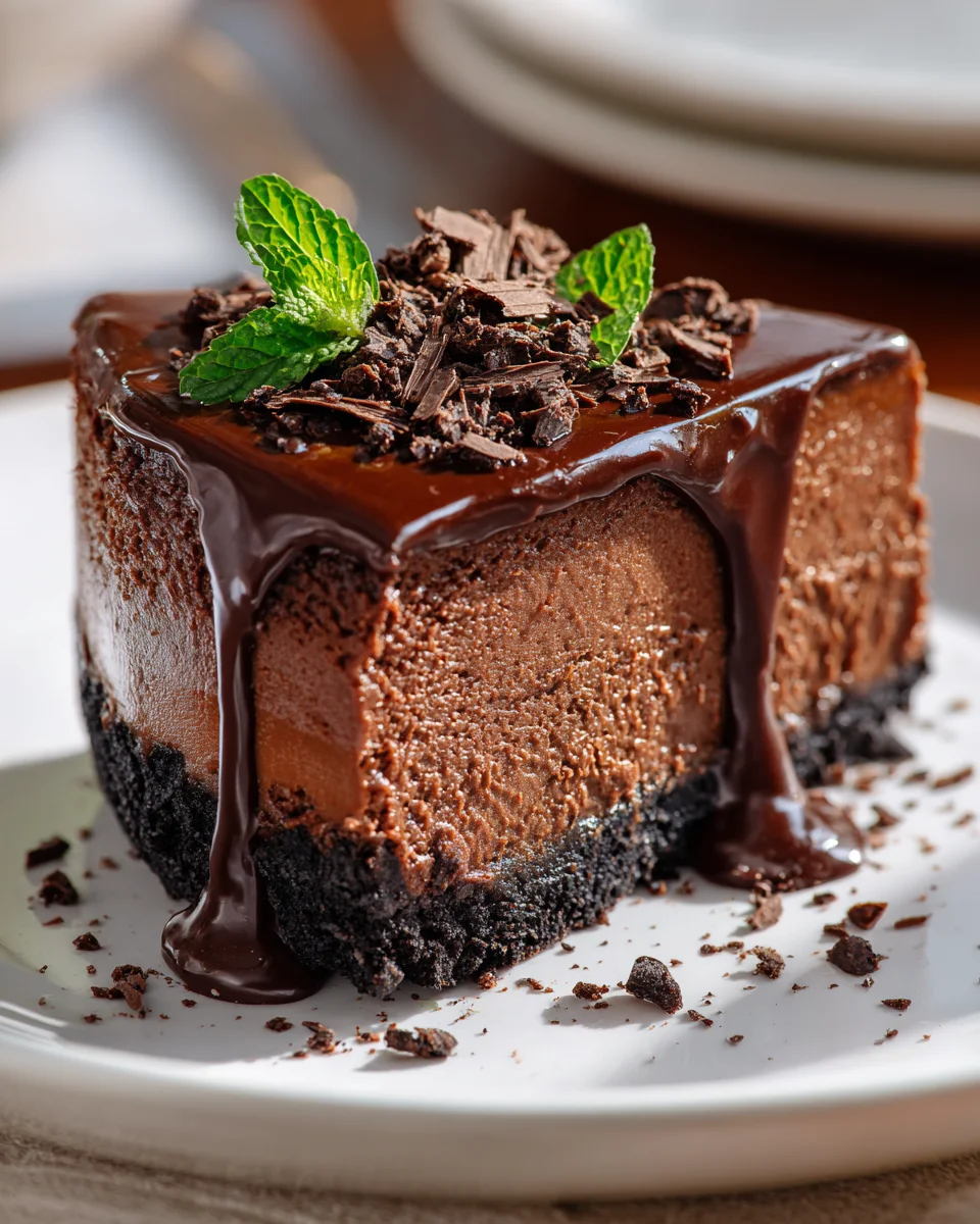 Irresistible Classic Chocolate Cheesecake with Oreo Crust