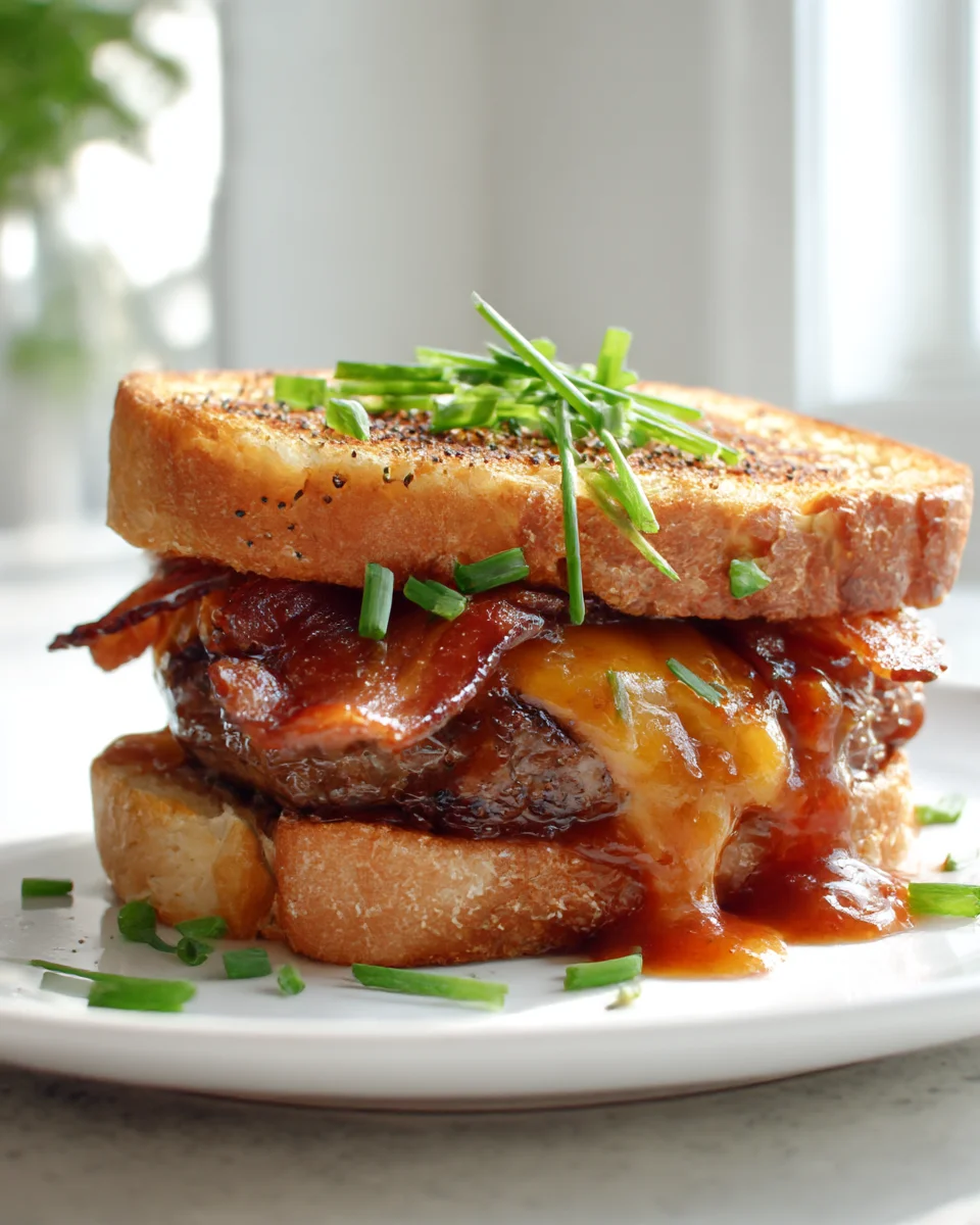 Delicious BBQ Beef Bacon Cheddar Patty Melt Recipe