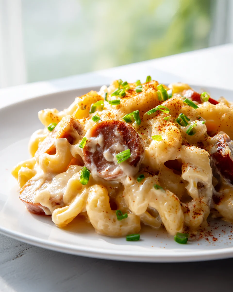 Cajun Beef Sausage Mac & Cheese Bake - Ultimate Comfort!