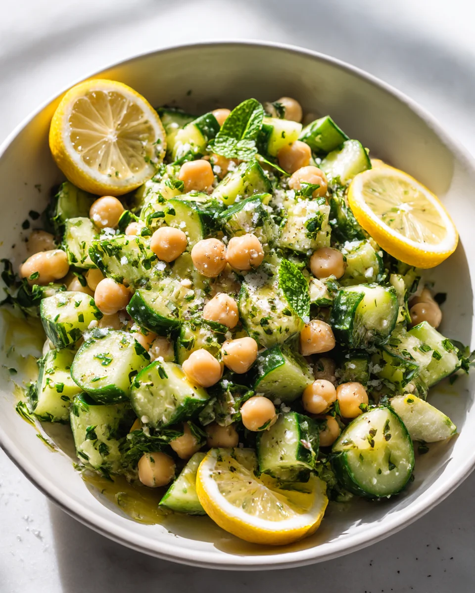Refreshing Cucumber and Chickpea Lemon Herb Salad Recipe