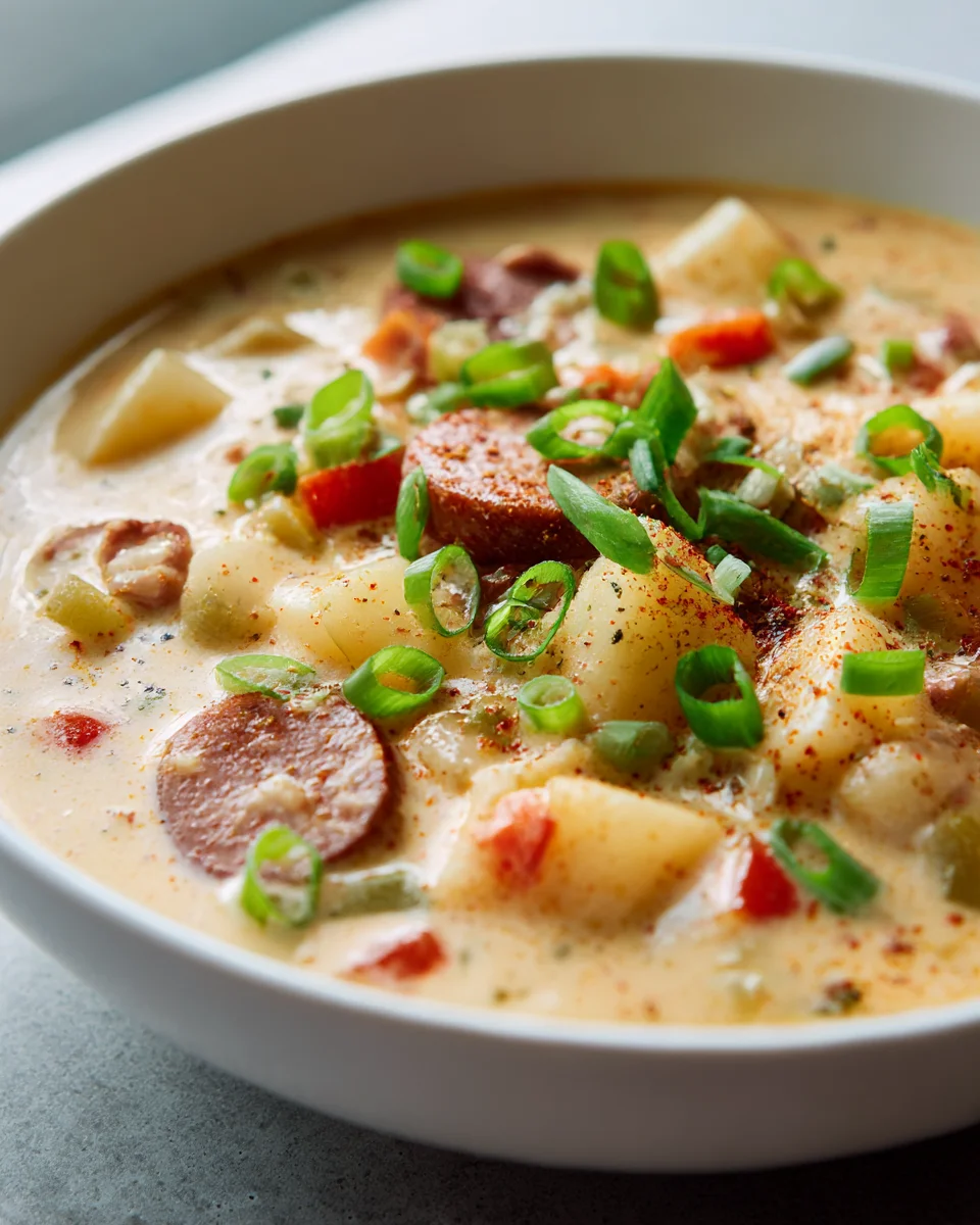Creamy Cajun Potato Soup with Beef Andouille Sausage Recipe
