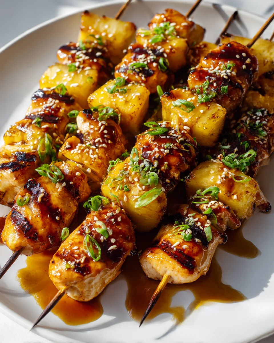 Grilled Pineapple Teriyaki Chicken Skewers | Easy Summer Dinner