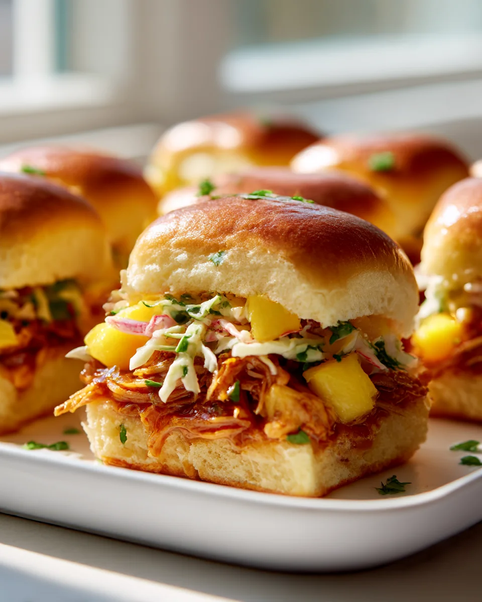 BBQ Chicken Hawaiian Sliders & Zesty Pineapple Slaw