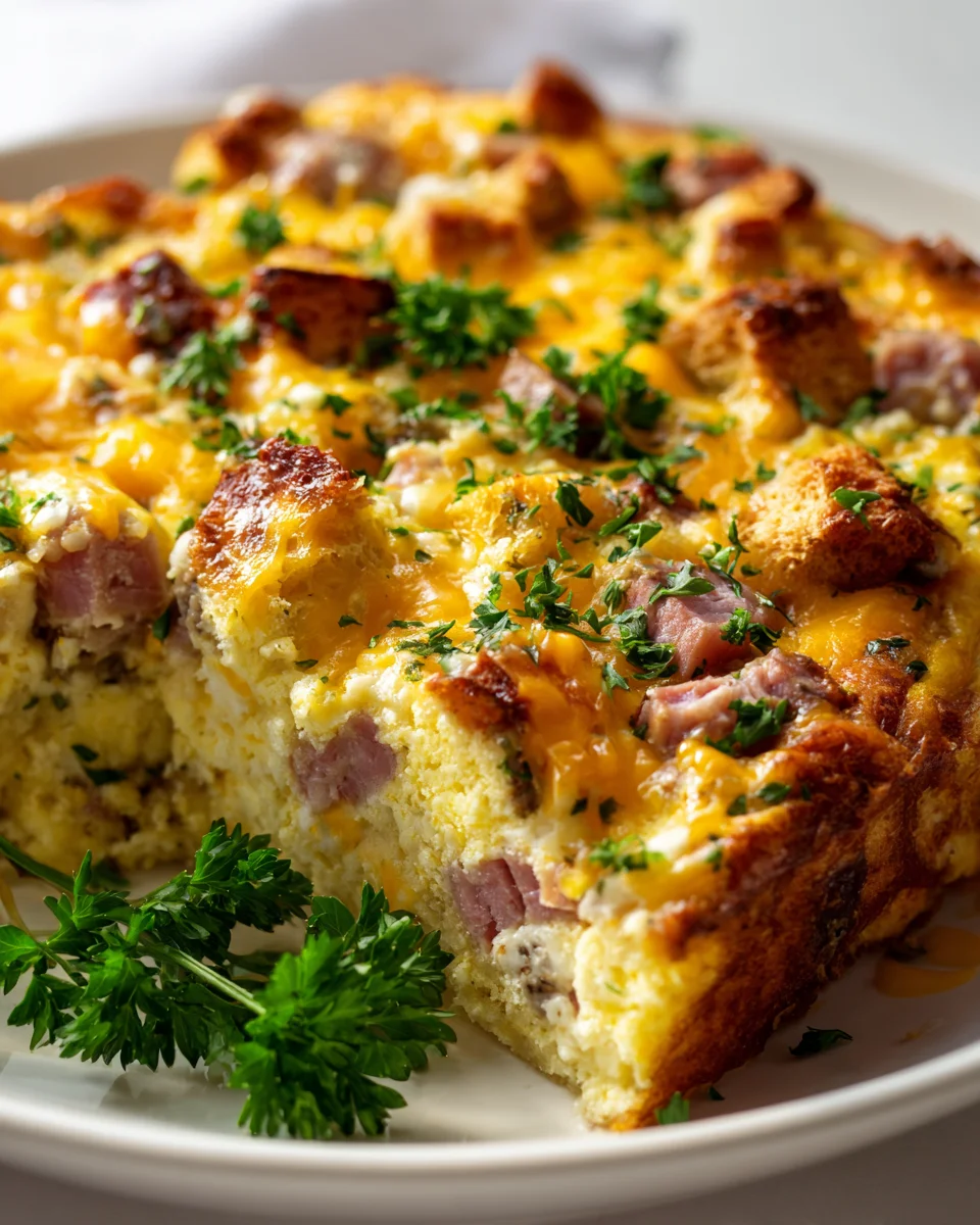 Ultimate Beef Ham & Cheese Breakfast Casserole & Eggs