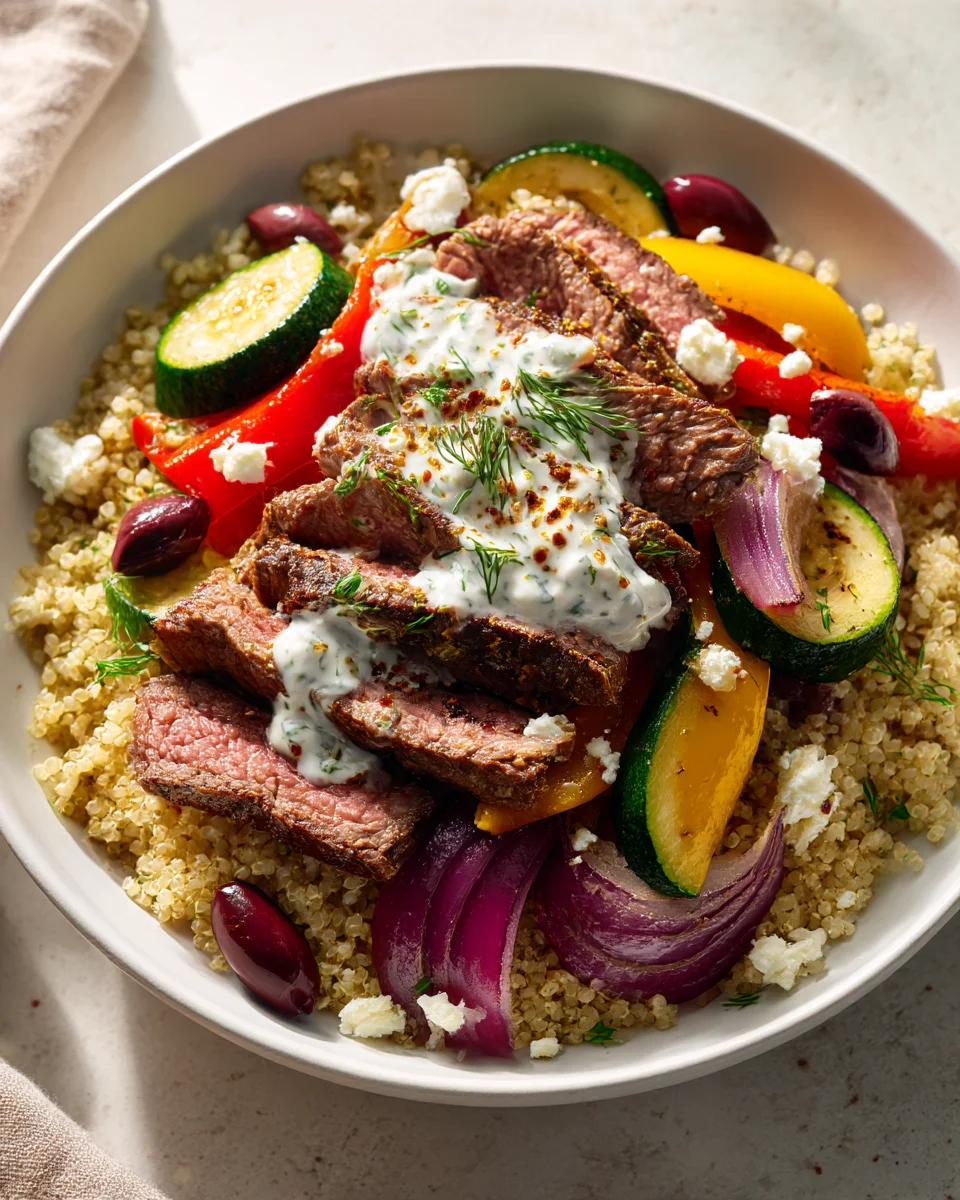 Flavorful Mediterranean Steak Bowl - Healthy Dinner Recipe