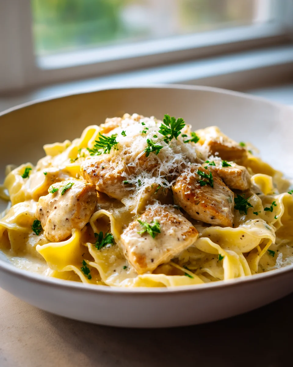 One Pan Creamy Garlic Butter Chicken & Noodles Recipe