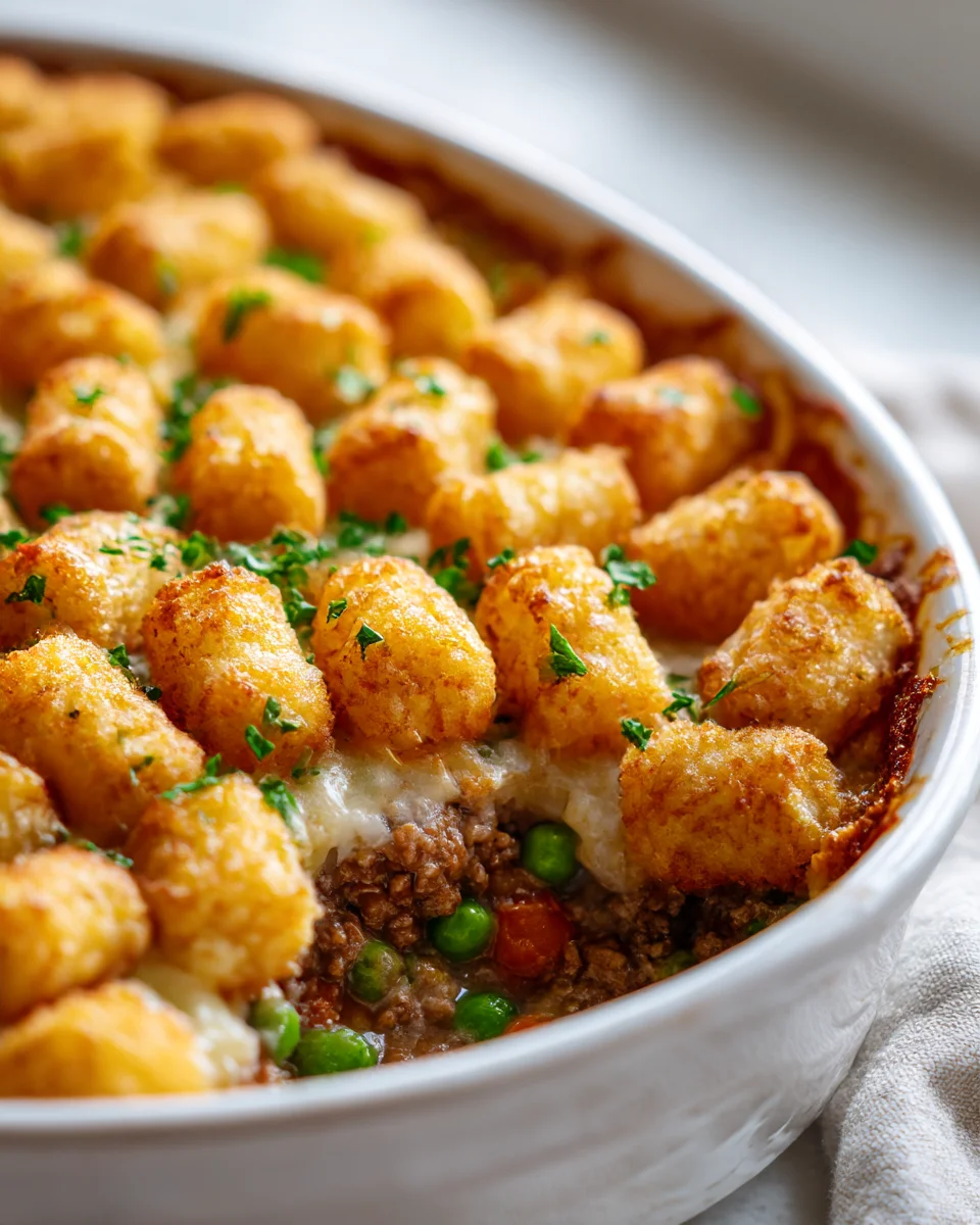 Ultimate Beef Shepherd's Pie Casserole with Crispy Tots