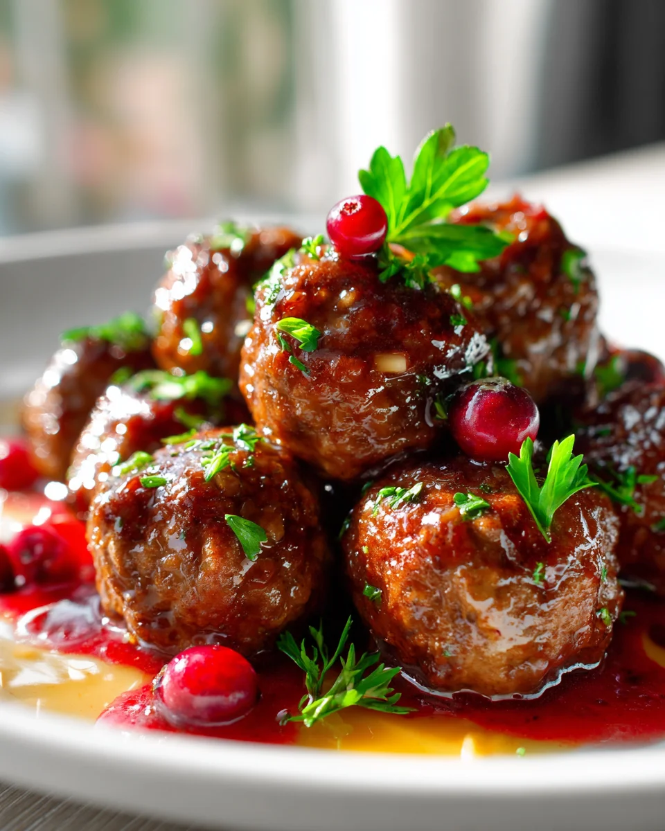 Sweet & Tangy Cranberry Meatballs with Honey Garlic Glaze