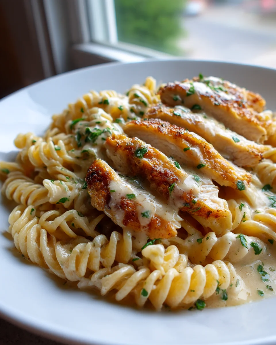 Creamy Garlic Parmesan Chicken & Cheesy Twisted Pasta Recipe