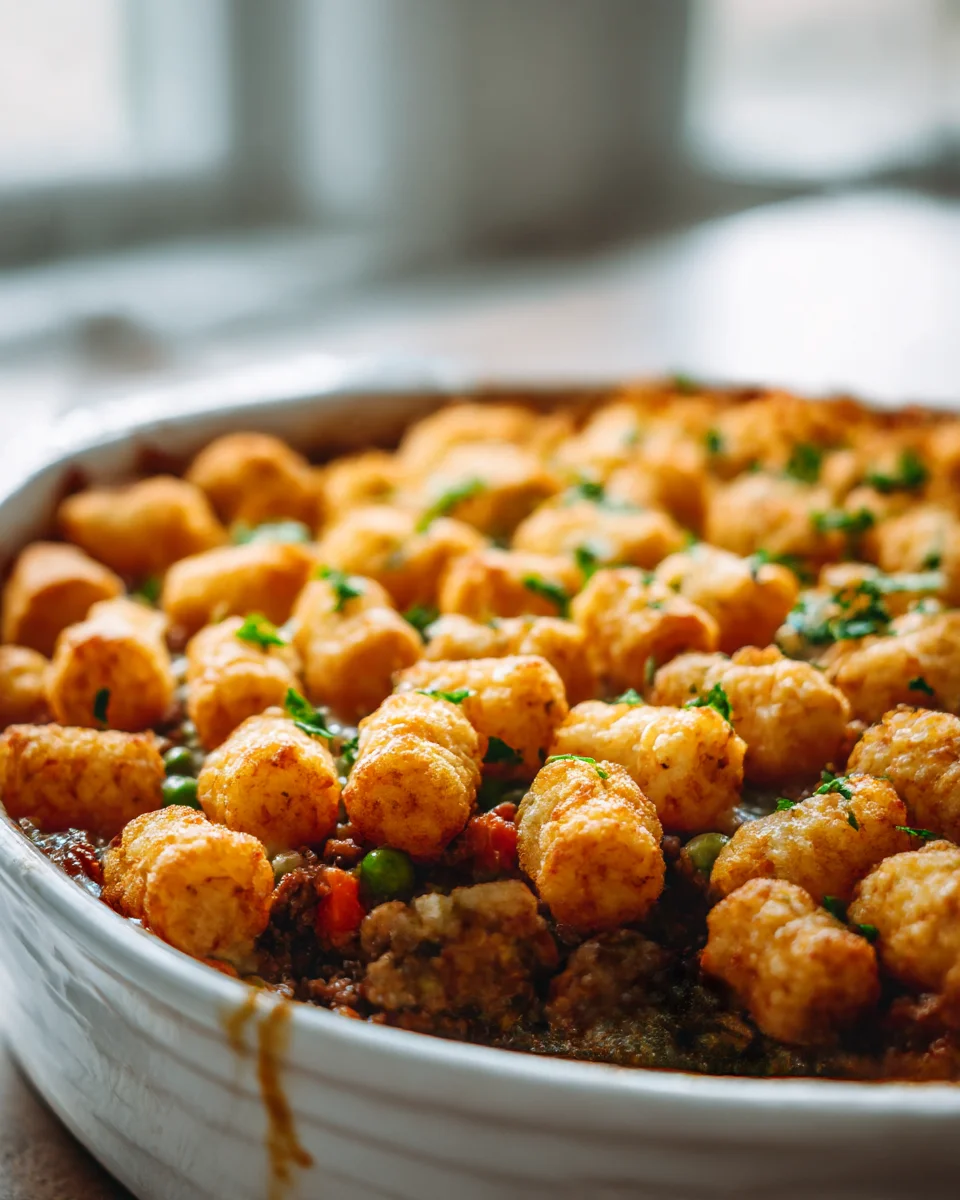 Ultimate Beef Shepherd's Pie Casserole with Crispy Tots