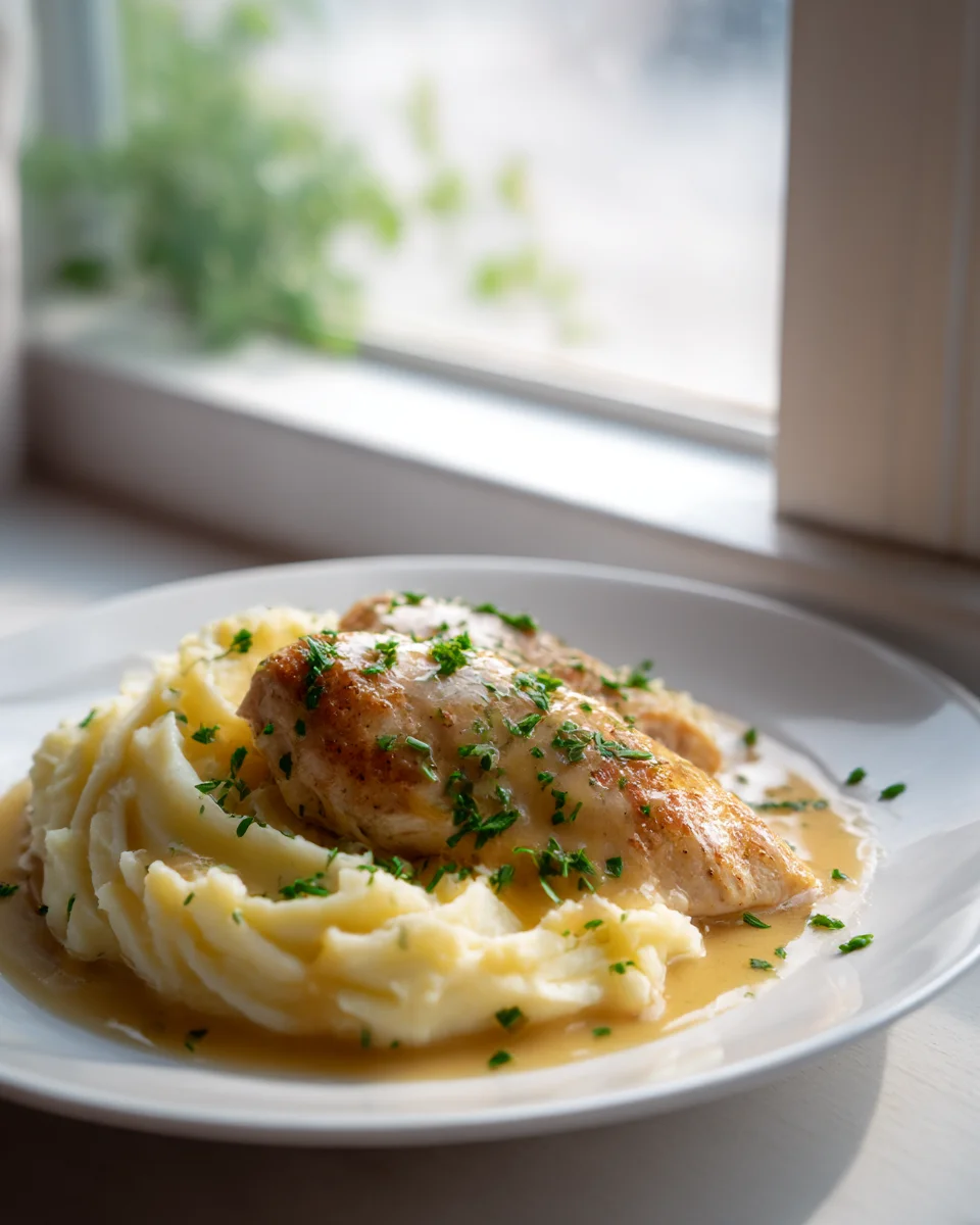 Savory Garlic Chicken Gravy & Cheesy Mashed Feast