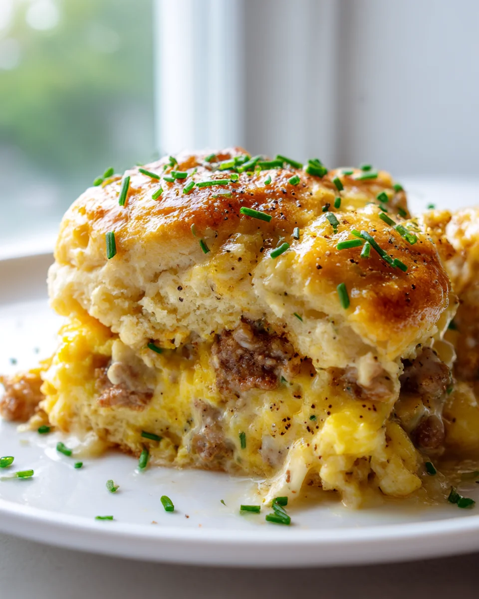 Savory Breakfast Biscuit Pie: Beef Sausage & Eggs Recipe