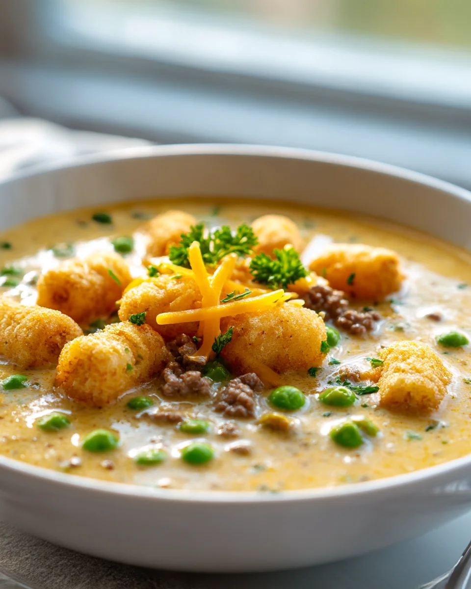 Cheeseburger Soup with Tater Tots: Comfort in a Bowl!