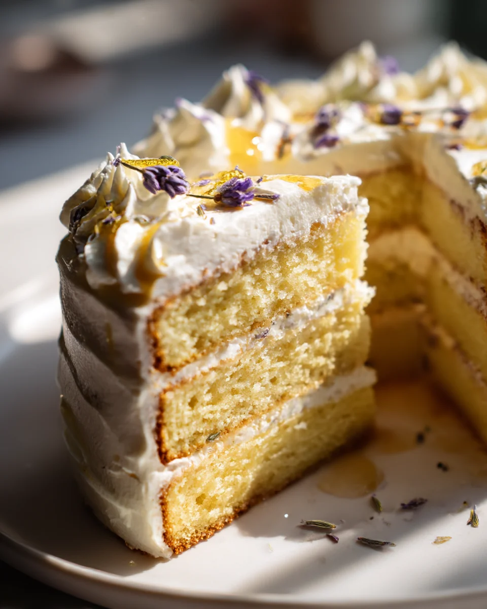 Lavender Honey Vanilla Birthday Cake: Whipped Cream Frosting