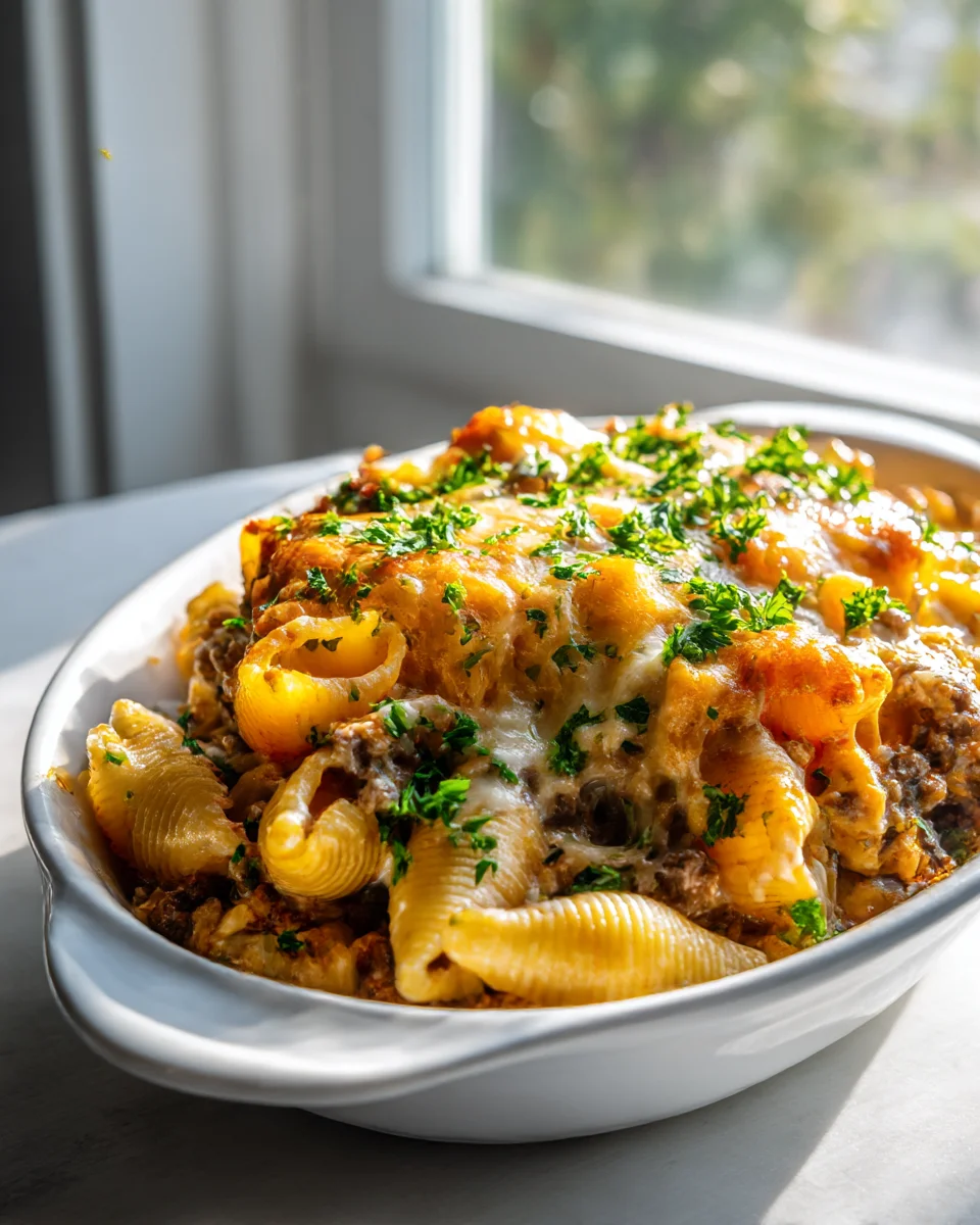 Baked Cheesy Beef & Shells Casserole – Ultimate Comfort Food