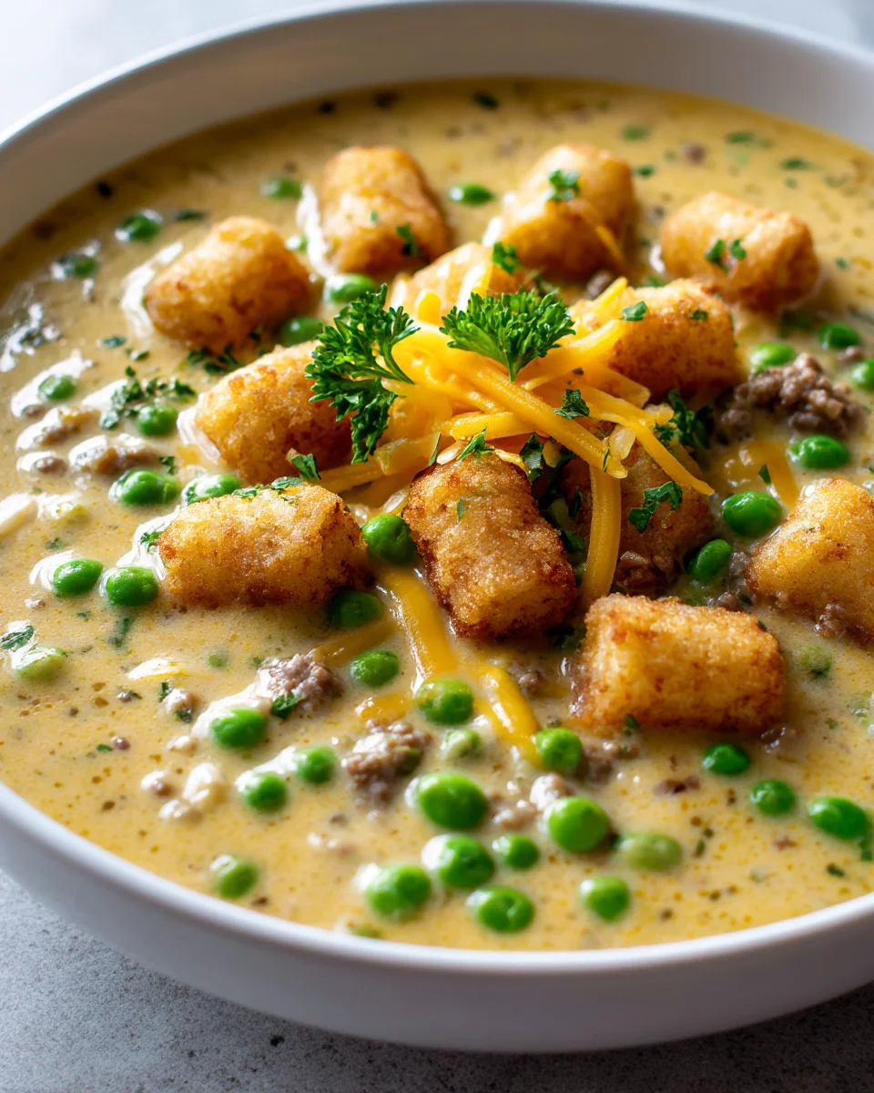 Cheeseburger Soup with Tater Tots: Comfort in a Bowl!