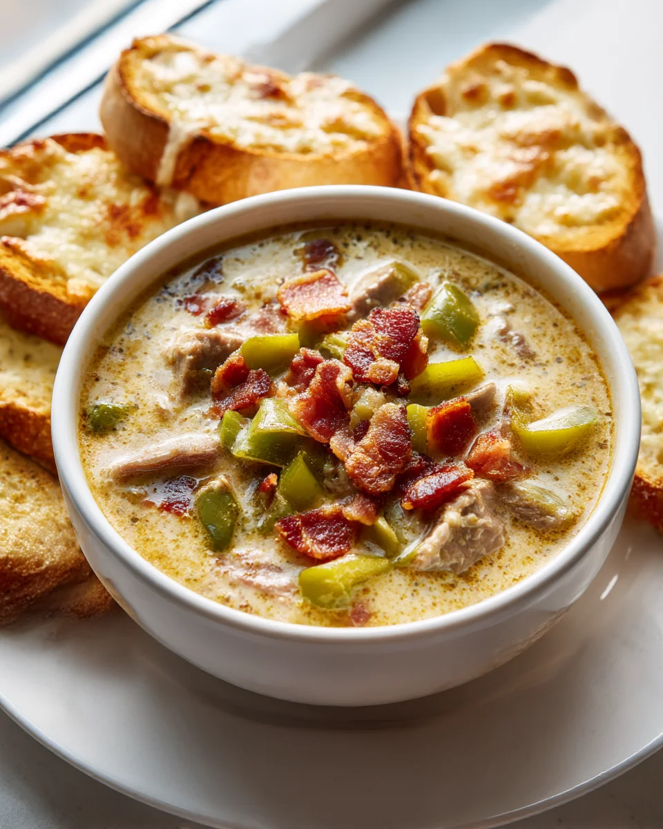 Ultimate One Pot Philly Cheesesteak Soup & Cheesy Toast