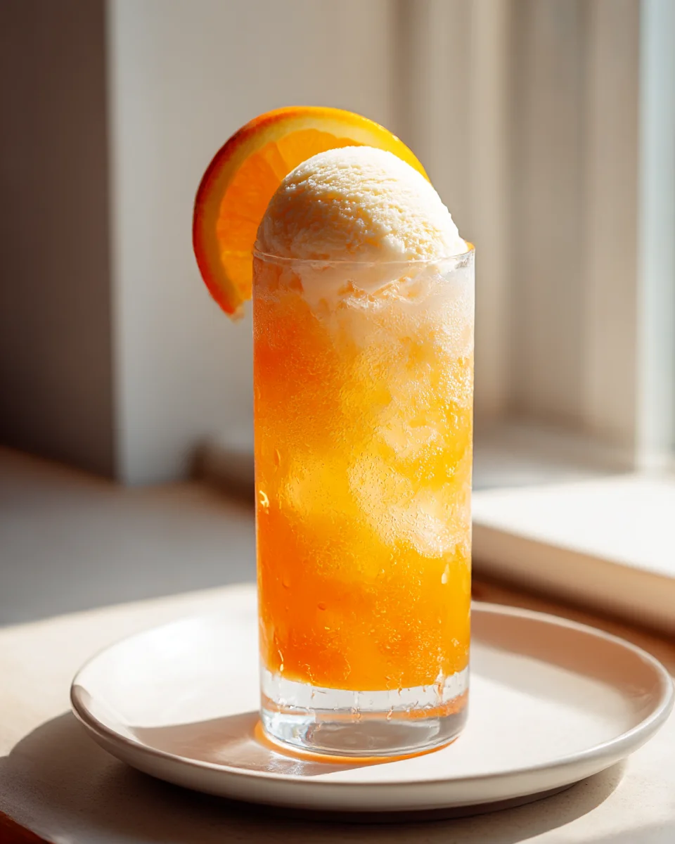 Classic Orange Creamsicle Float with Vanilla Ice Cream