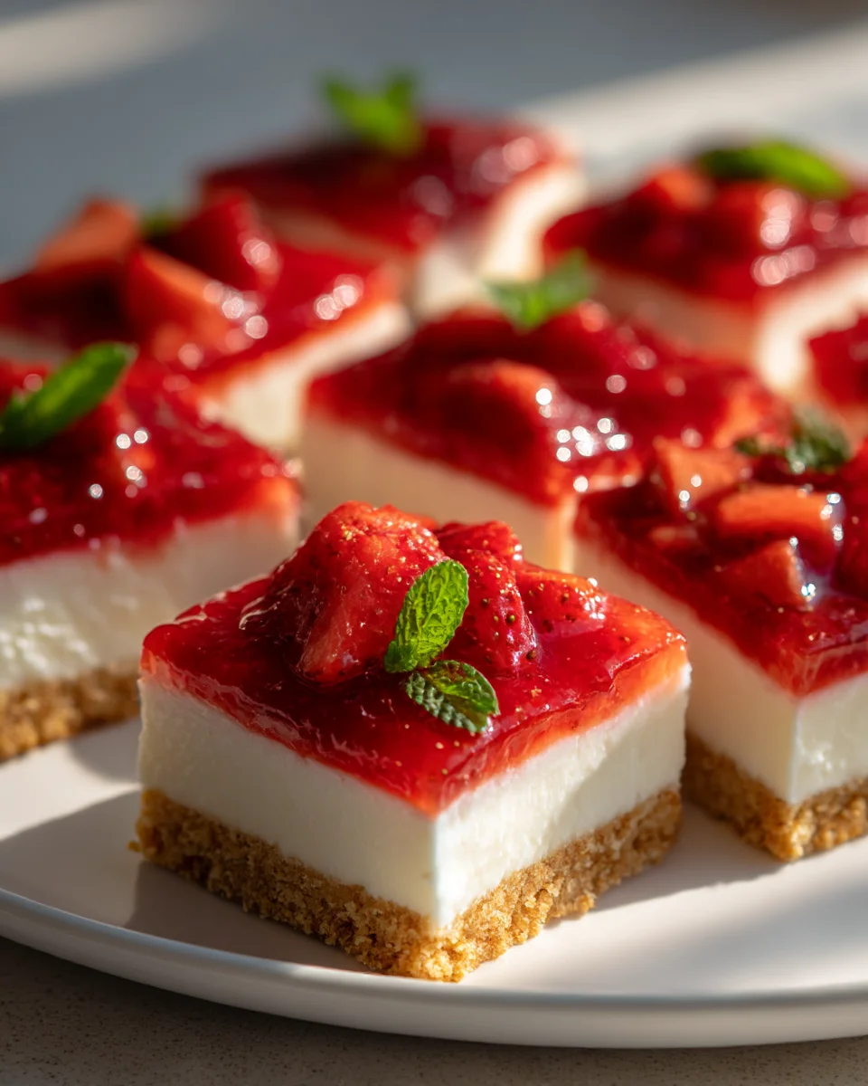 Irresistible No Bake Strawberry Cheesecake Bars Recipe