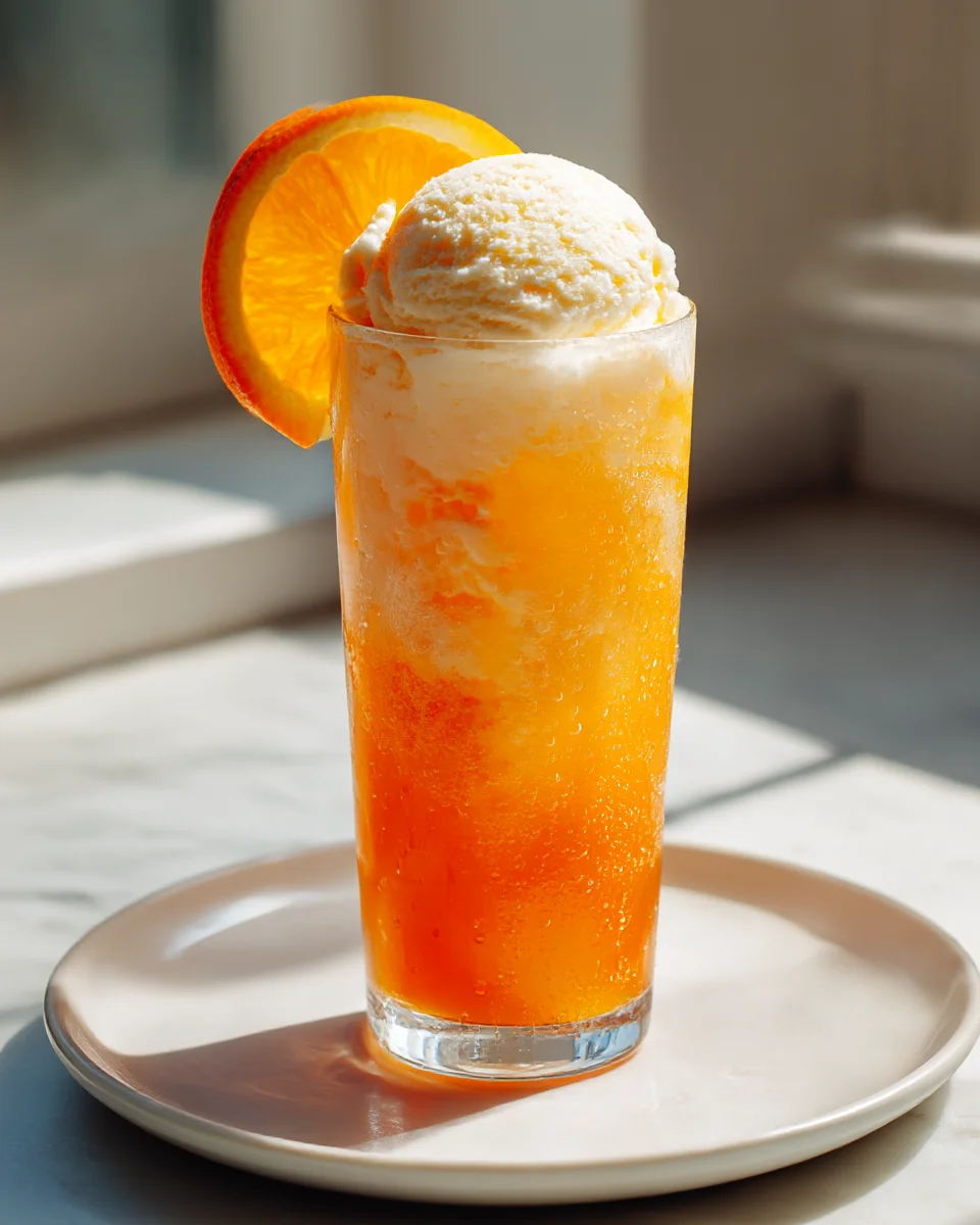 Classic Orange Creamsicle Float with Vanilla Ice Cream