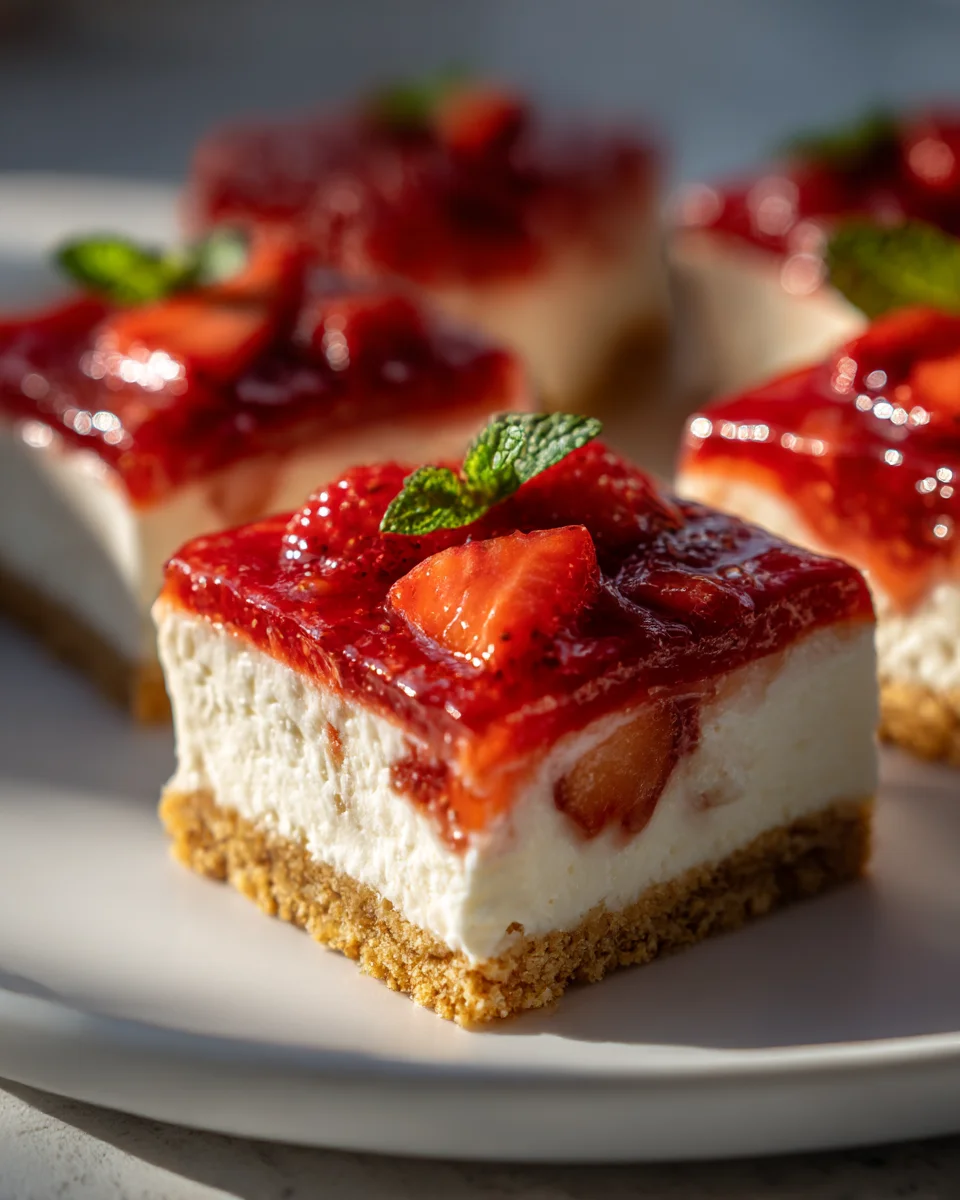 Irresistible No Bake Strawberry Cheesecake Bars Recipe