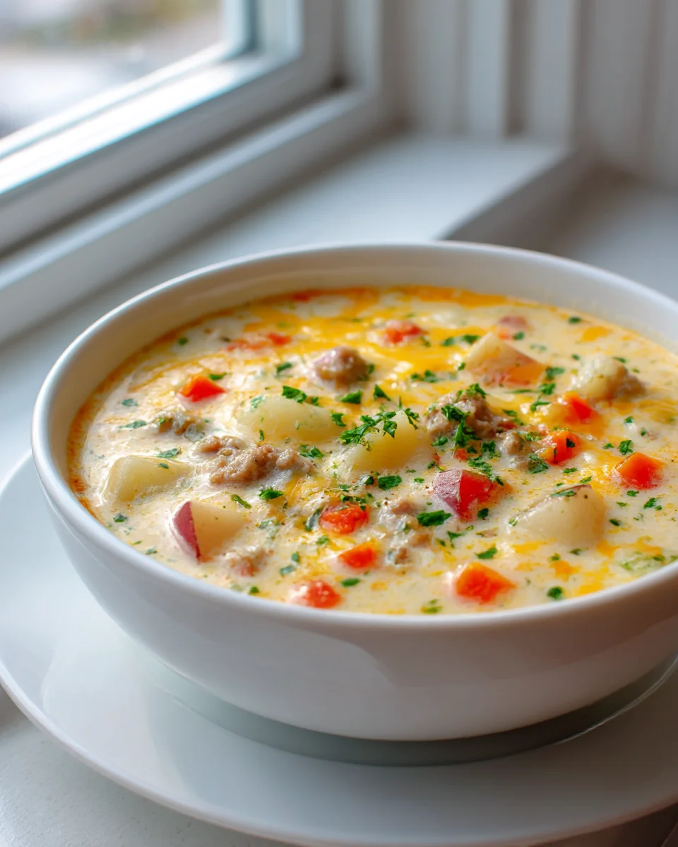 Hearty Cheesy Sausage Potato Soup Recipe: Comfort Food
