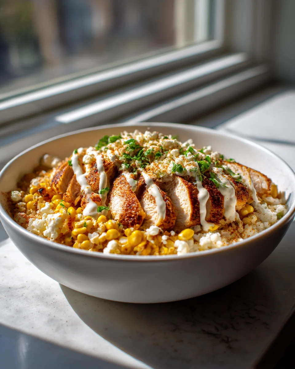 Healthy Street Corn Chicken Rice Bowl: Easy & Delicious