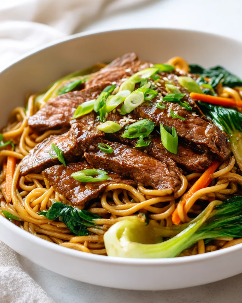 Garlic Sesame Steak Lo Mein Bowl: Quick & Delicious Dinner
