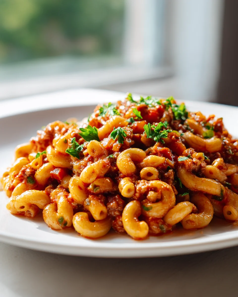 Classic American Beef Goulash With Elbow Macaroni