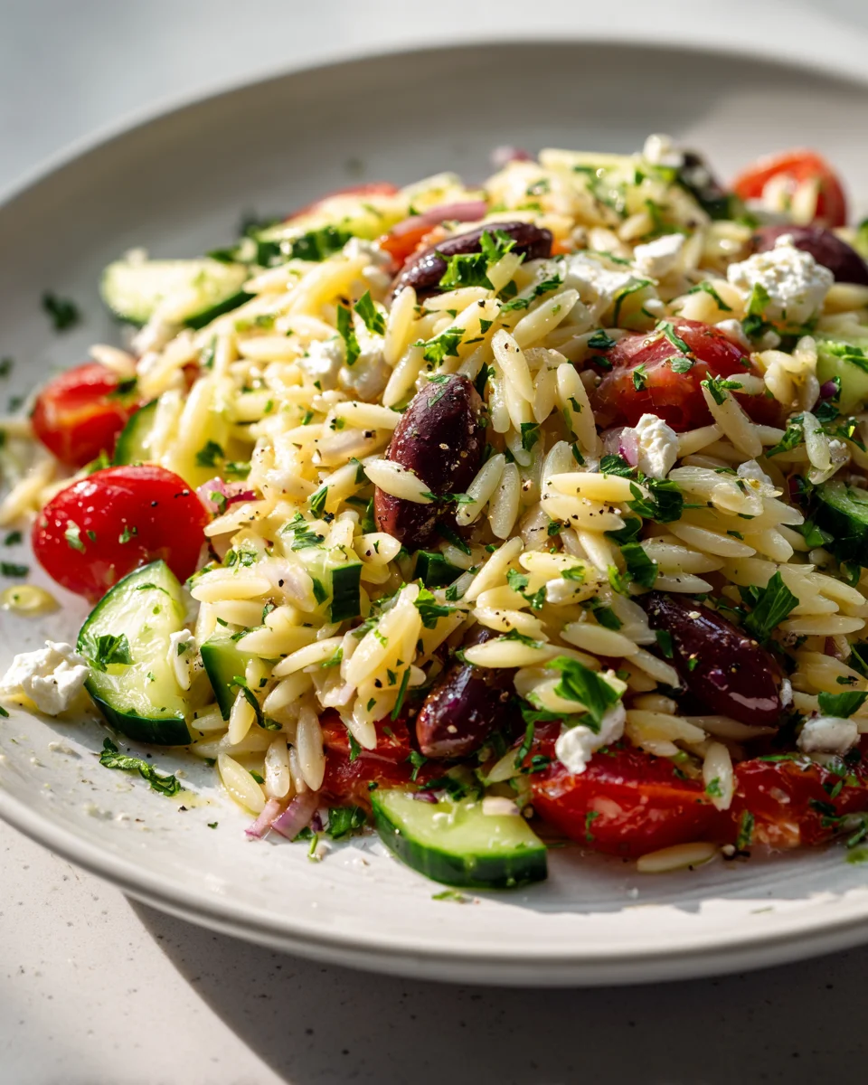 Refreshing Greek Orzo Pasta Salad with Bright Lemon Dressing