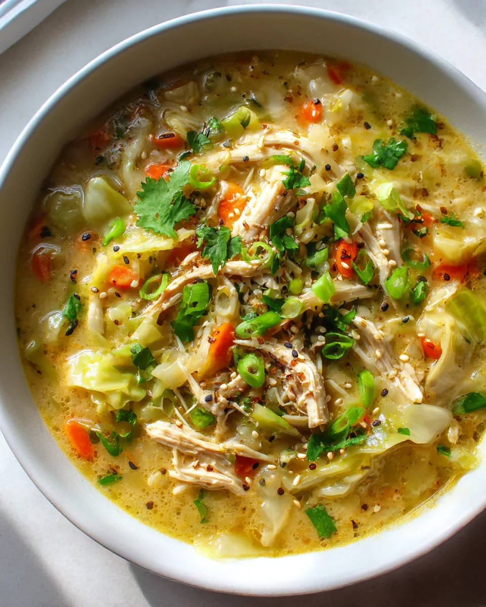 Easy One Pot Chicken Egg Roll Soup with Napa Cabbage