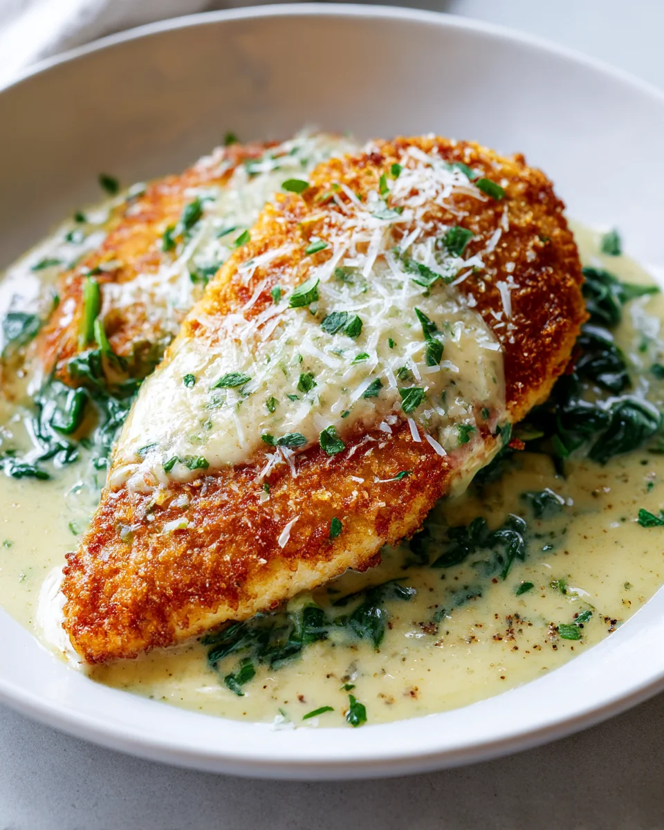 Easy Crispy Parmesan Chicken with Rich Garlic Sauce