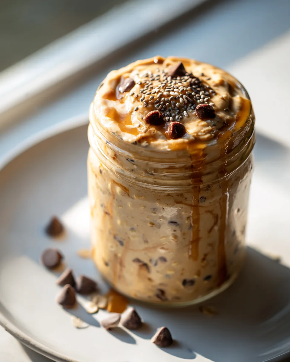 Healthy Peanut Butter Cookie Dough Overnight Oats Breakfast