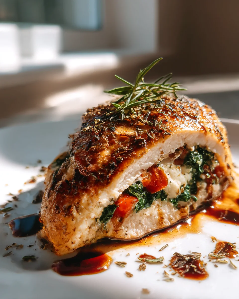 Best Roasted Red Pepper, Spinach & Mozzarella Stuffed Chicken
