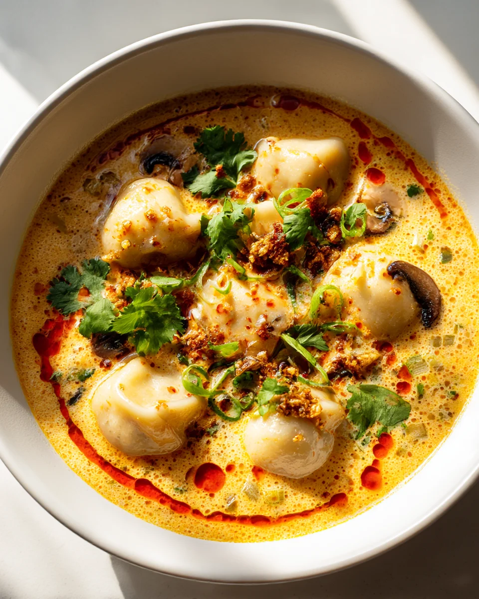 Delicious Coconut Curry Soup with Homemade Dumplings