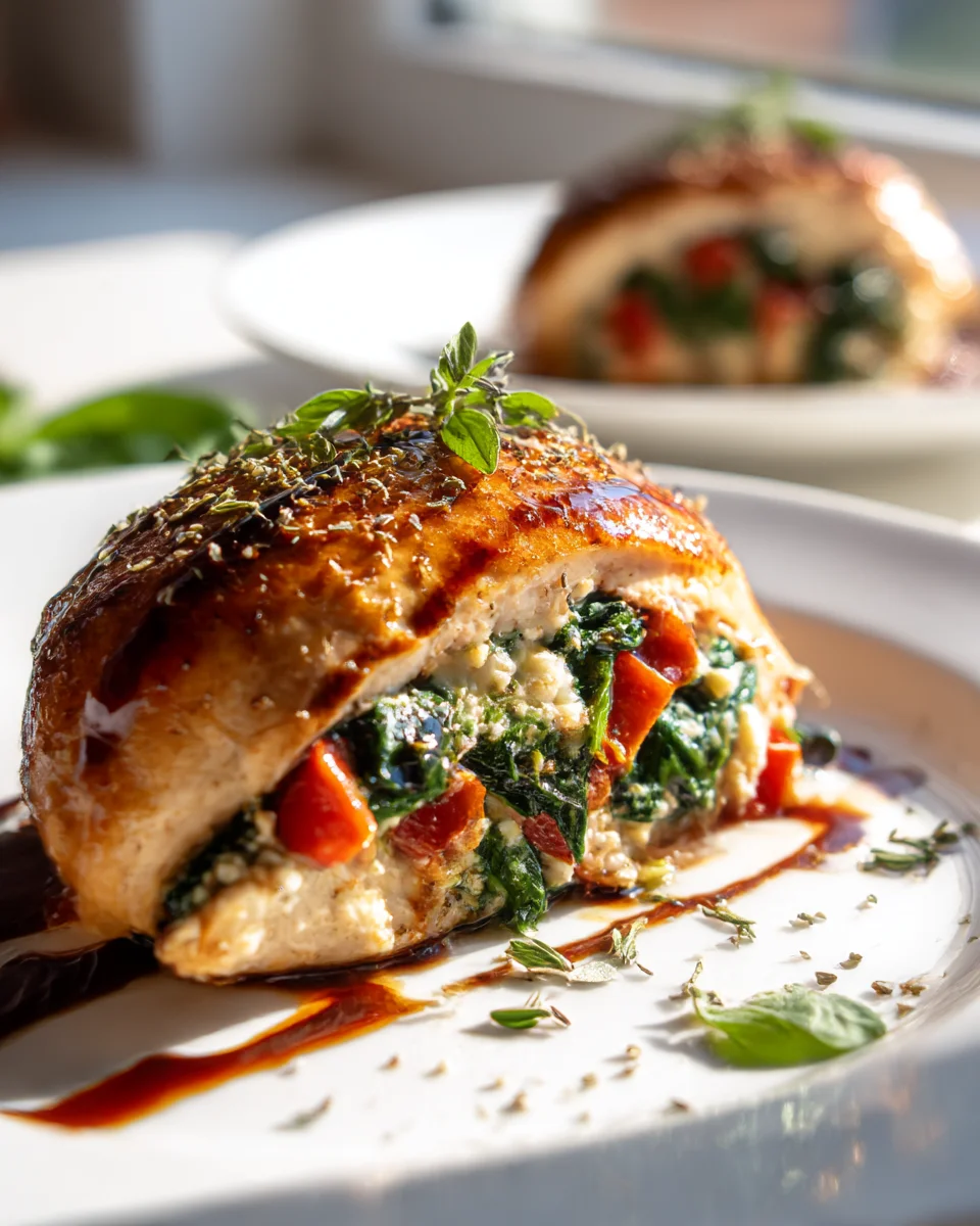 Best Roasted Red Pepper, Spinach & Mozzarella Stuffed Chicken