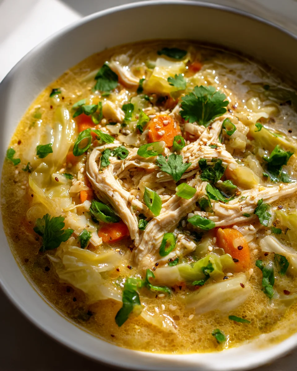 Easy One Pot Chicken Egg Roll Soup with Napa Cabbage