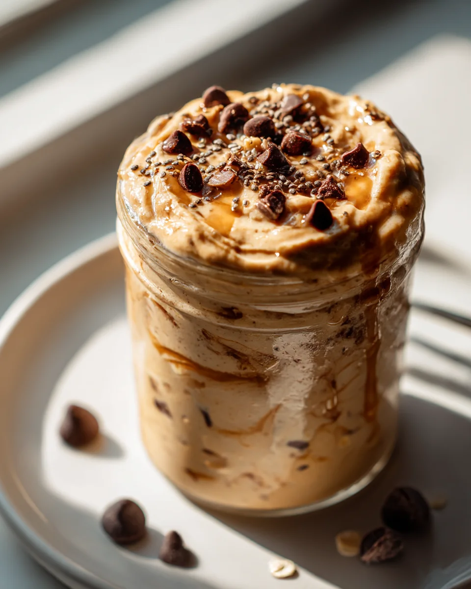 Healthy Peanut Butter Cookie Dough Overnight Oats Breakfast