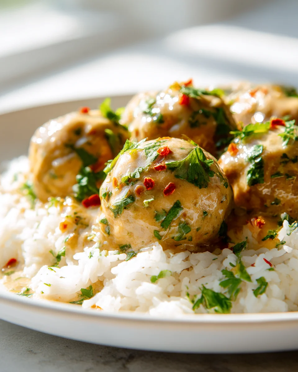Delicious Thai Coconut Curry Meatballs & Jasmine Rice