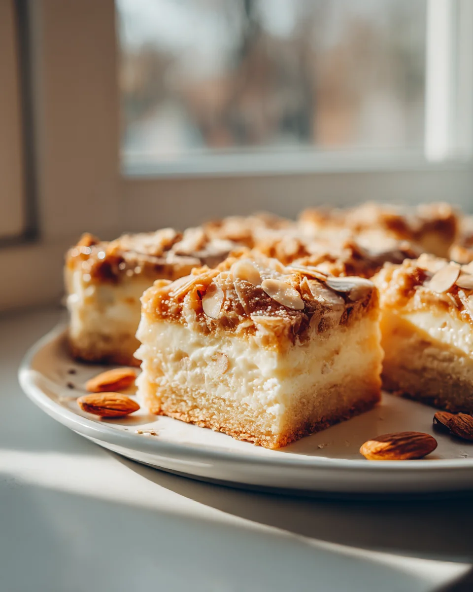 German Bee Sting Cake Bars with Almond Crunch Delight
