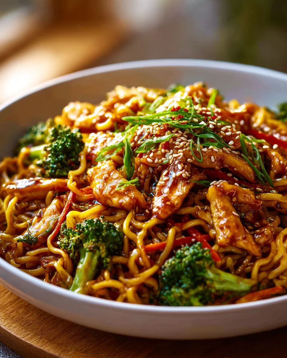 Sticky Garlic Chicken Noodles: Sweet & Savory Delight!