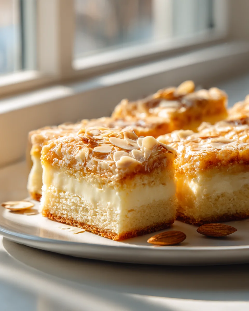 German Bee Sting Cake Bars with Almond Crunch Delight