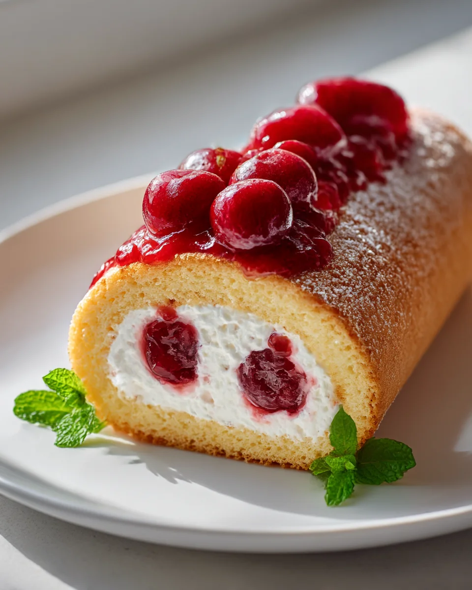 Heavenly Cherry Cheesecake Cake Roll – Easy & Delicious