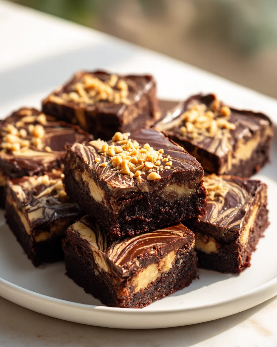Ultimate Peanut Butter Chocolate Brownie Pudding Bars