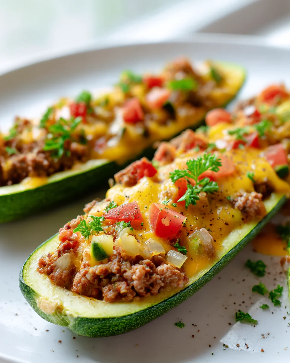 Delicious Cheeseburger Stuffed Zucchini Boats Recipe!